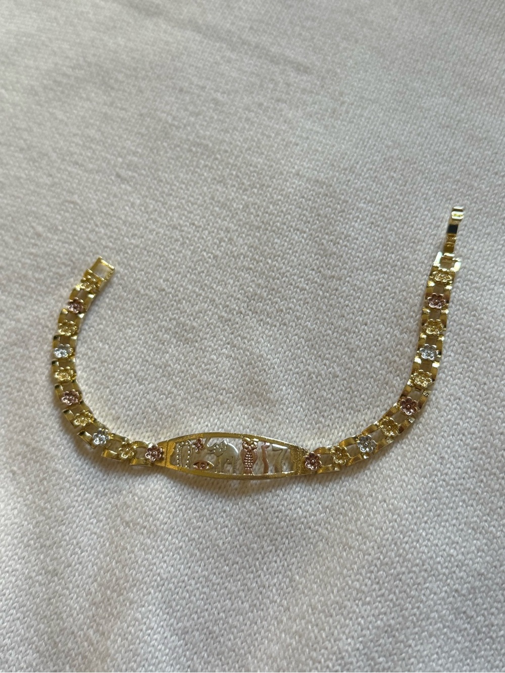 Gold-Plated Tri-Color Good Luck Crystal Accent Bracelet